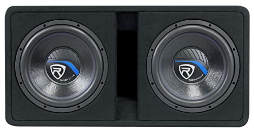Dual 10" 2400w Car Subwoofers with Vented Sub Enclosure Box, 2 Ohm, Black I82197