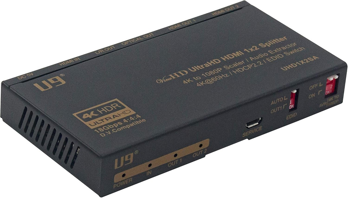 HDMI 1x2 Splitter & Audio Extractor, 4K@60Hz, HDR & Dolby Vision W14289