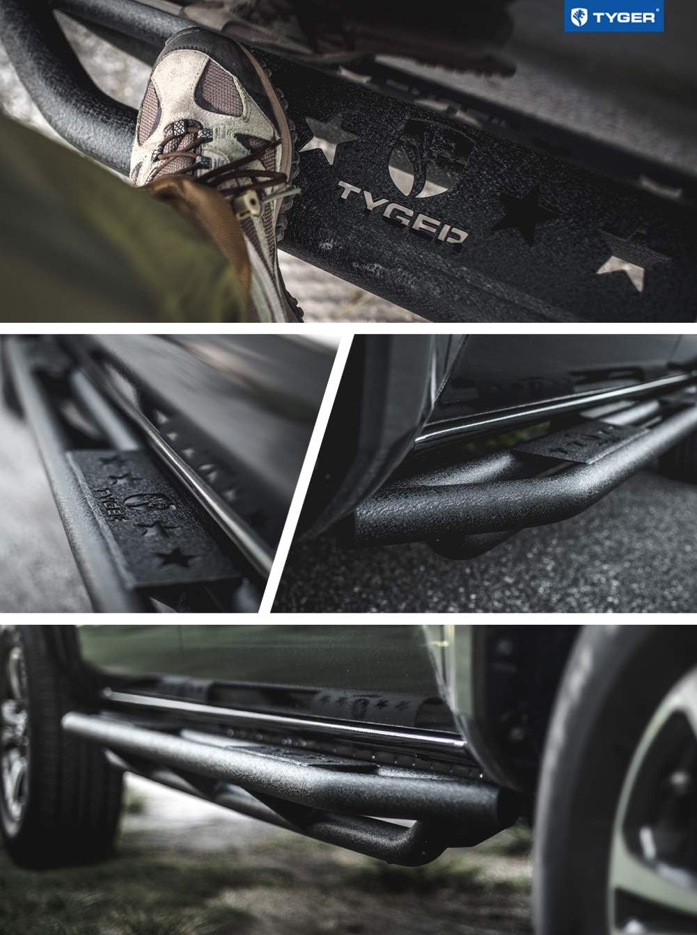 Textured Black Side Step Nerf Bars for Tacoma Double Cab S7617