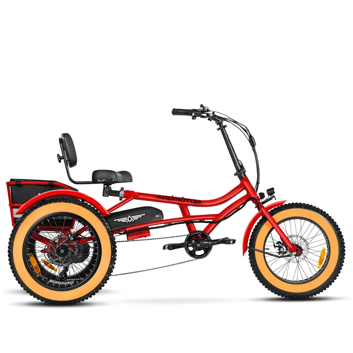 Semi-Recumbent Electric Trike, 85MI, Fat Tire 3 Wheel Electric Bike, 750W 48V 20Ah Electric Tricycle, Green B743960