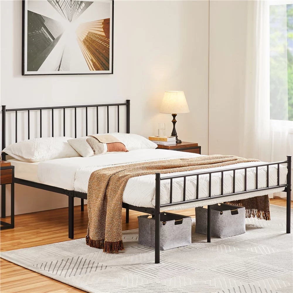 Queen Metal Bed Frame with Spindle Headboard and Footboard D708447