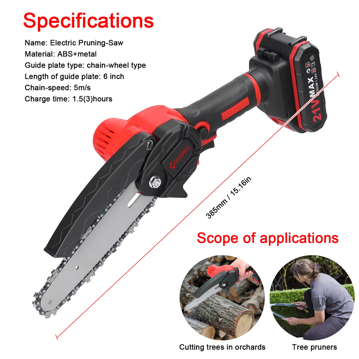 6-inch Cordless Mini Chainsaw with 2 Batteries A266461