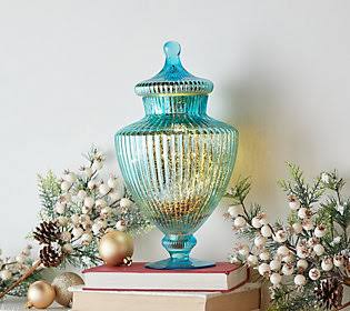 Icy Blue Illuminated Mercury Glass Apothecary Jar E6571