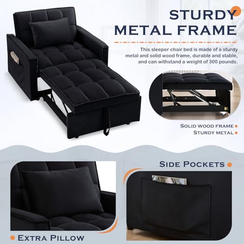 Grey Velvet Convertible Sleeper Sofa Bed D93790