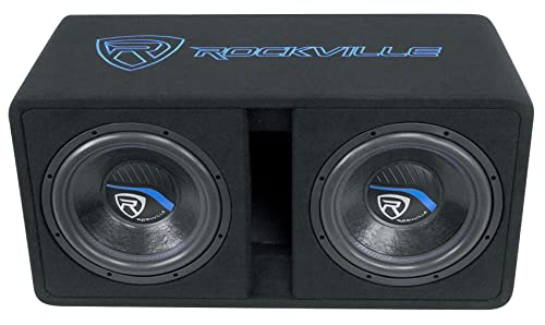 Dual 10" 2400w Car Subwoofers with Vented Sub Enclosure Box, 2 Ohm, Black I82197