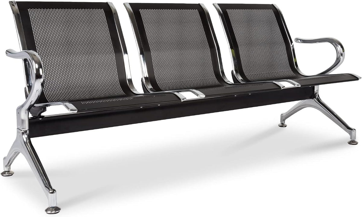 Black 3-Seat Waiting Room Bench with Arms T224111
