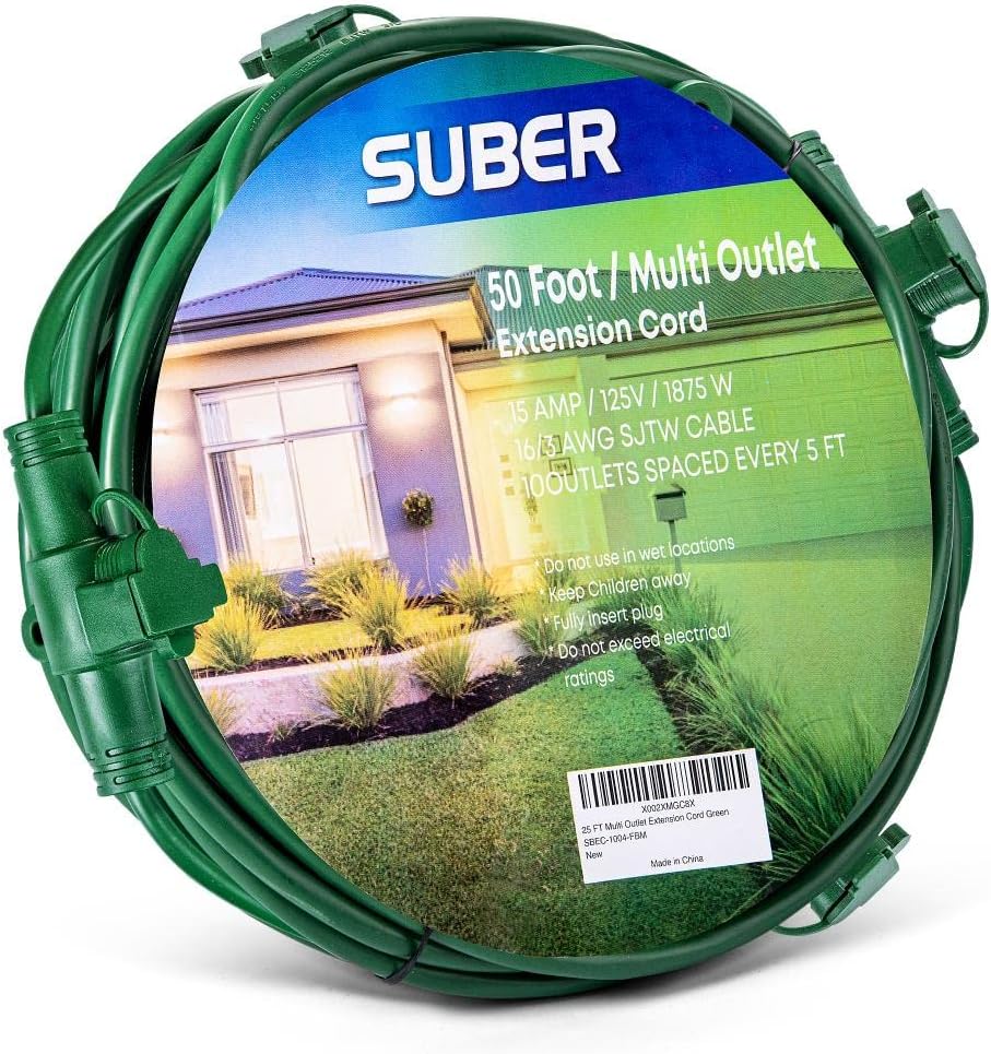 Outdoor Extension Cord with 10 Outlet Taps 50 Feet W1663