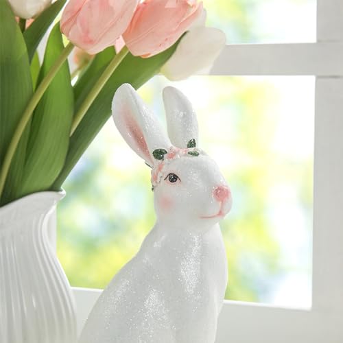 9.25”H Resin Bunny Figurines with Base A366