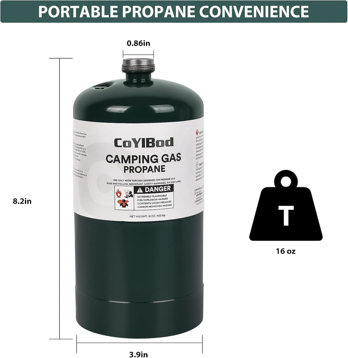 1LB 16 oz Propane Cylinder Tank D7243