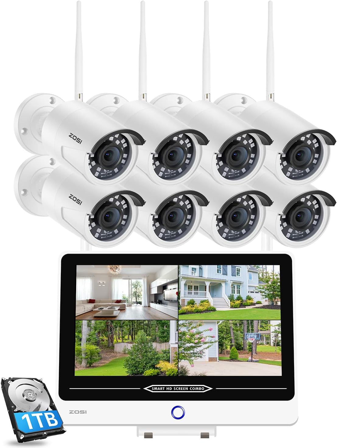 8 Channel 5MP Lite Home Security Camera System with 8 x 1080p Weatherproof Cameras O31798