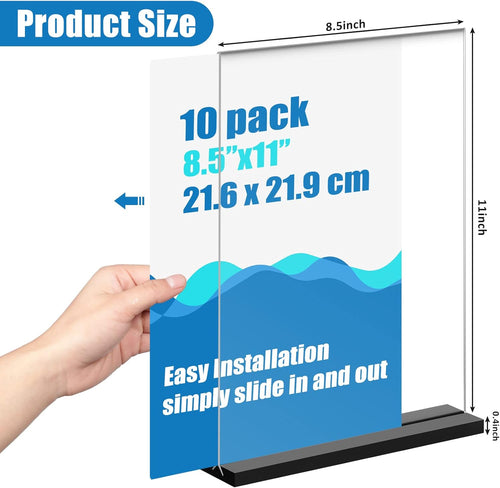 10 Pack 8.5 x 11 Clear Acrylic Sign Holder N476