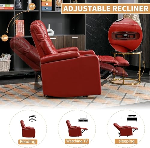 Brown PU Leather Electric Recliner Chair with LED Lights U1176