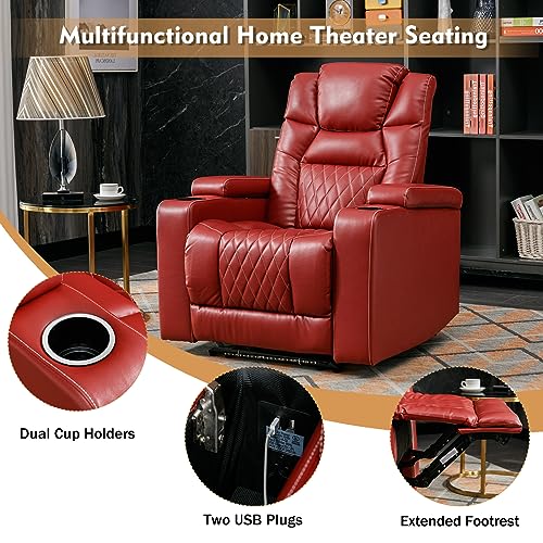 Brown PU Leather Electric Recliner Chair with LED Lights U1176