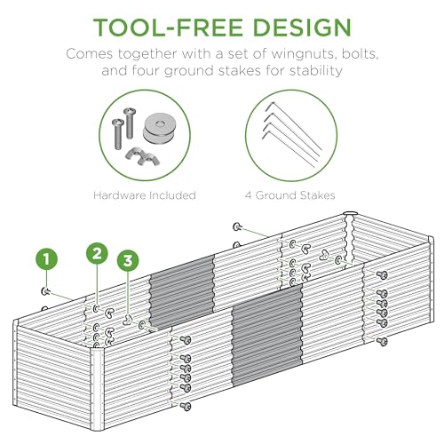 Gray 8x4x2ft Outdoor Metal Raised Garden Bed V58343