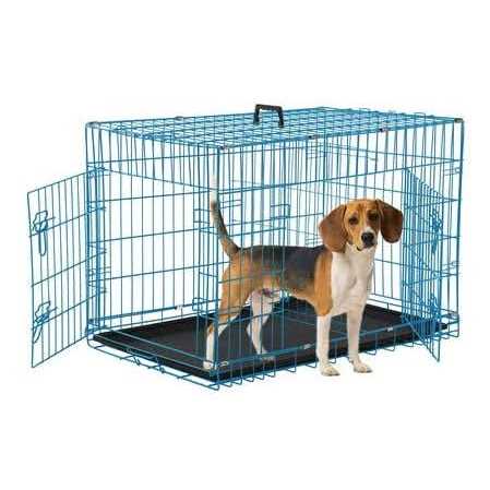 Foldable Large Dog Crate with Handle Double-Door Metal Wire B9160