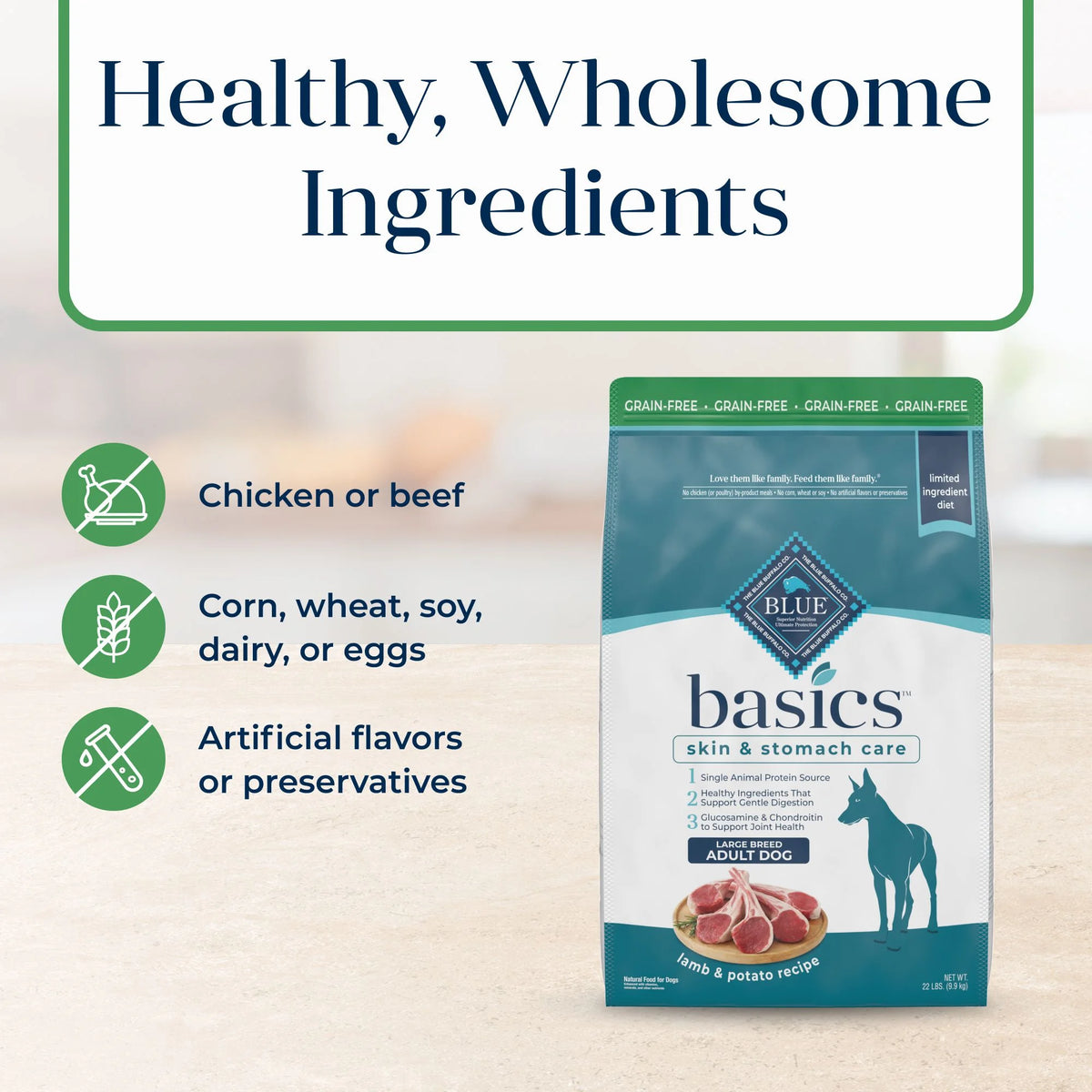 Grain-Free Dry Dog Food, Lamb & Potato Recipe, 22-lb. Bag J21262