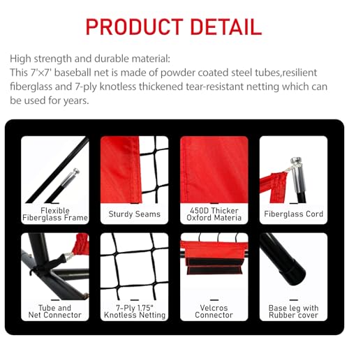 7×7FT Baseball Net with Batting Tee and Strike Zone Target C4002