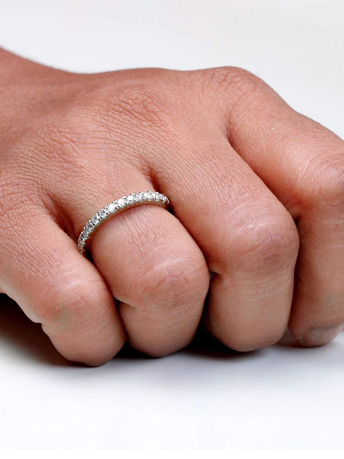 14K White Gold Diamond Wedding Band V18111