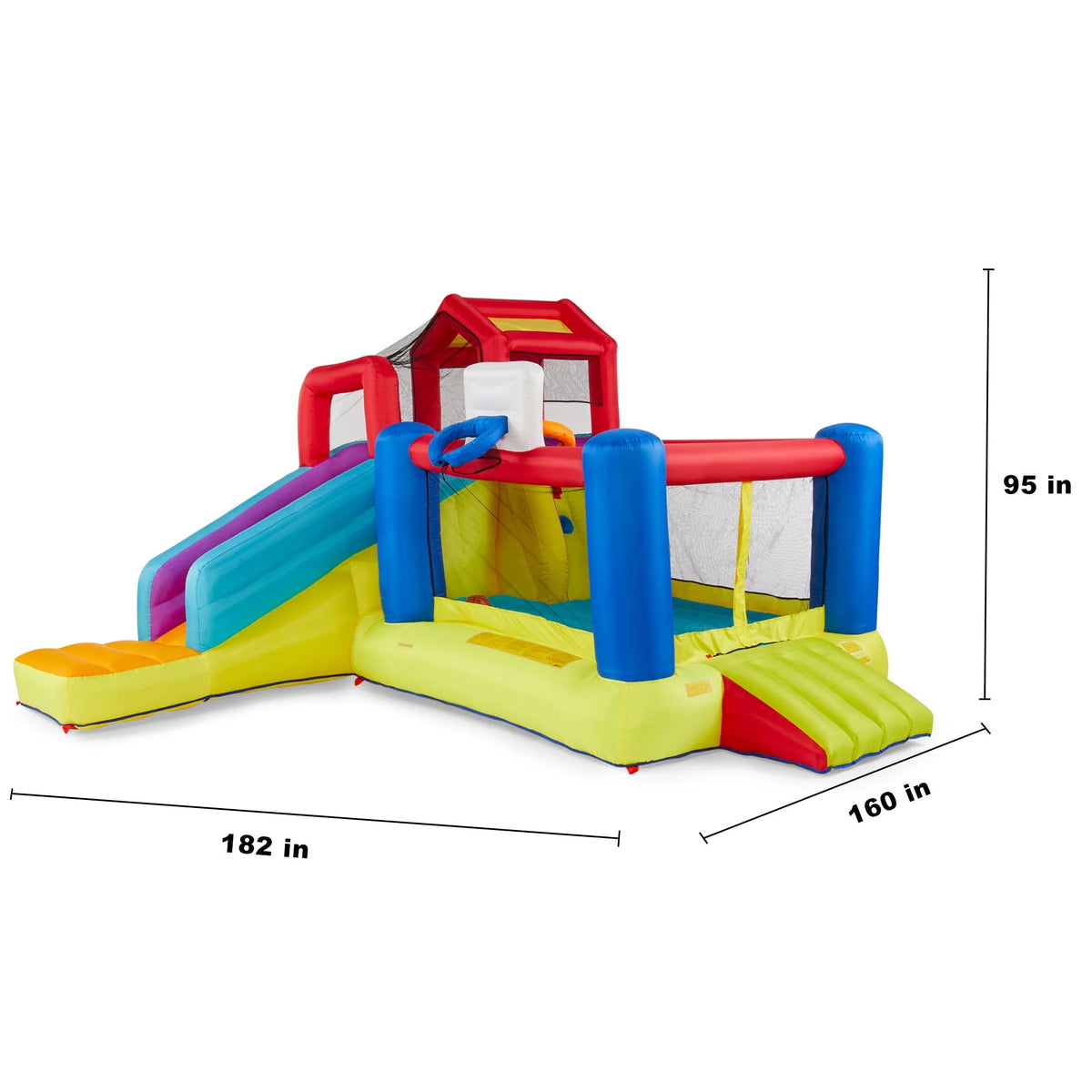 Outdoor Bounce House with Slide, Climbing Wall & 2 Sports Activities P557