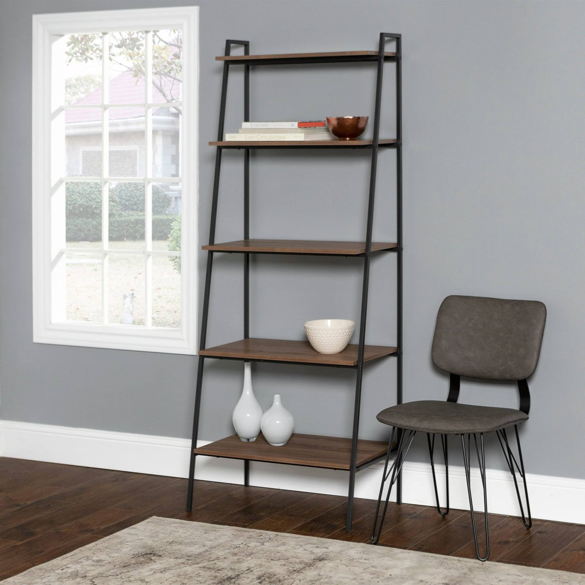 Mocha 5-Shelf Open Bookshelf T1779