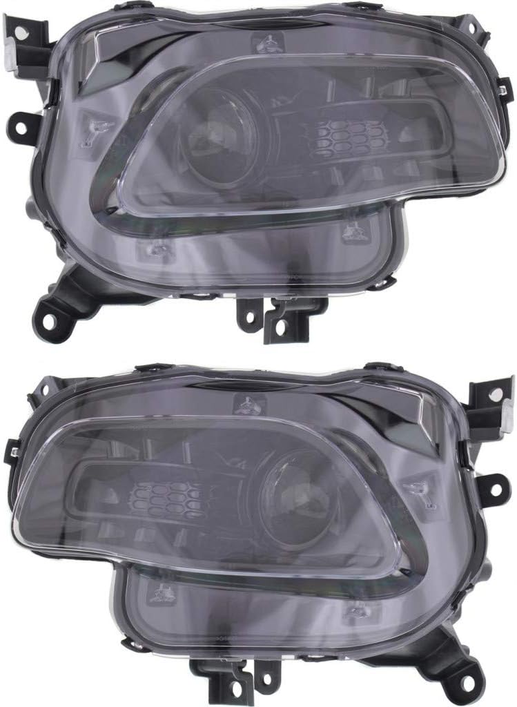 Jeep Cherokee Headlight Assembly Pair Halogen Black Trim T987