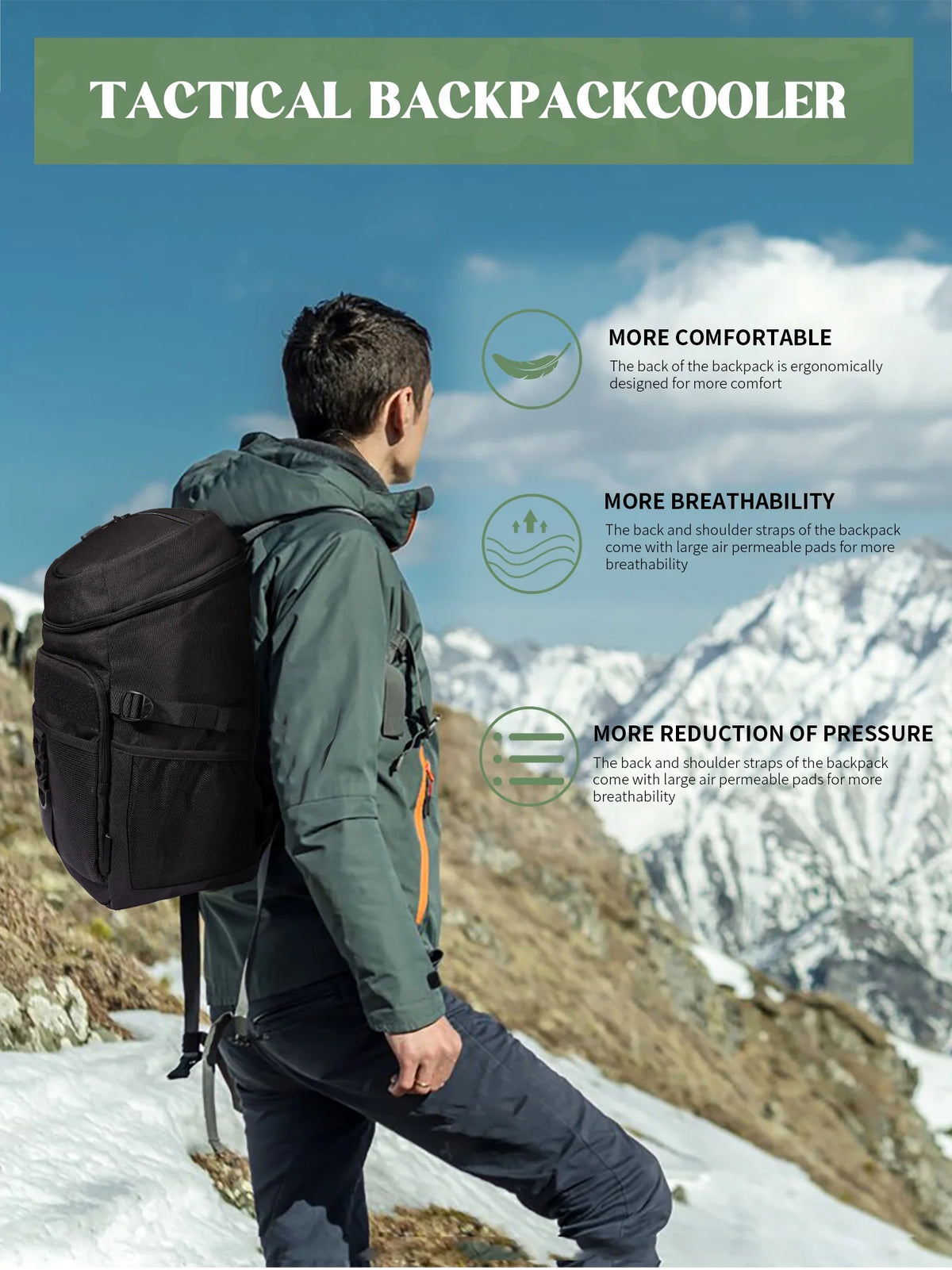 Black 25L Insulated Cooler Backpack P353