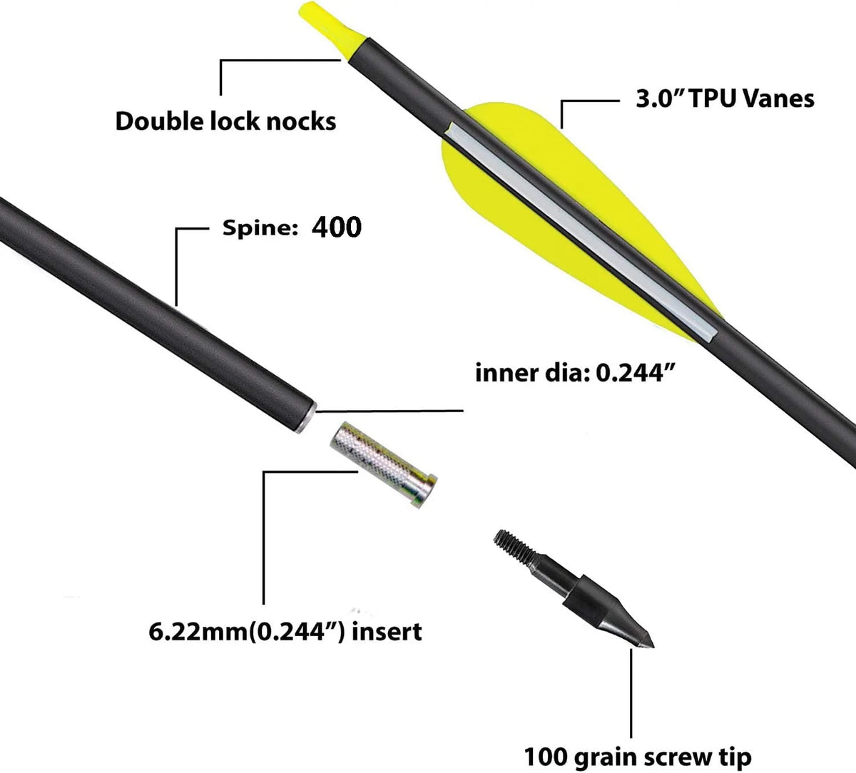 Carbon Arrow 29 inch 12-Pack Spine 400 G6630