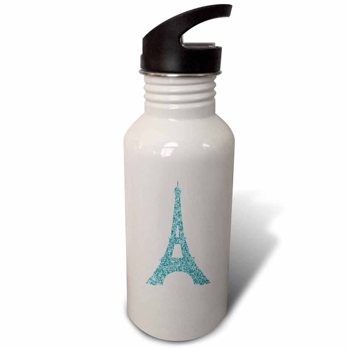 Glam Aqua Glitter Eiffel Tower Flip Straw 21oz Water Bottle U7762