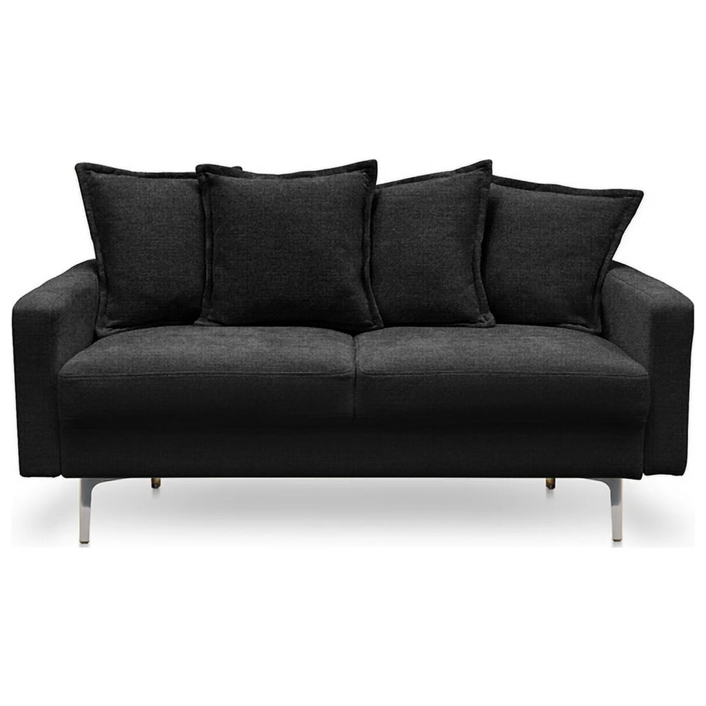 Contemporary 58" Square Arm Fabric Loveseat in Black Z1079