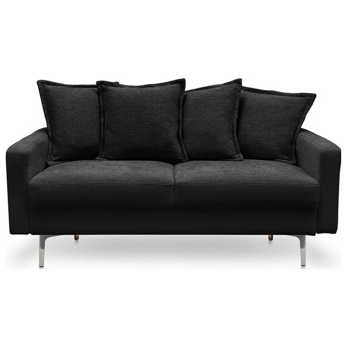 Contemporary 58" Square Arm Fabric Loveseat in Black Z1079