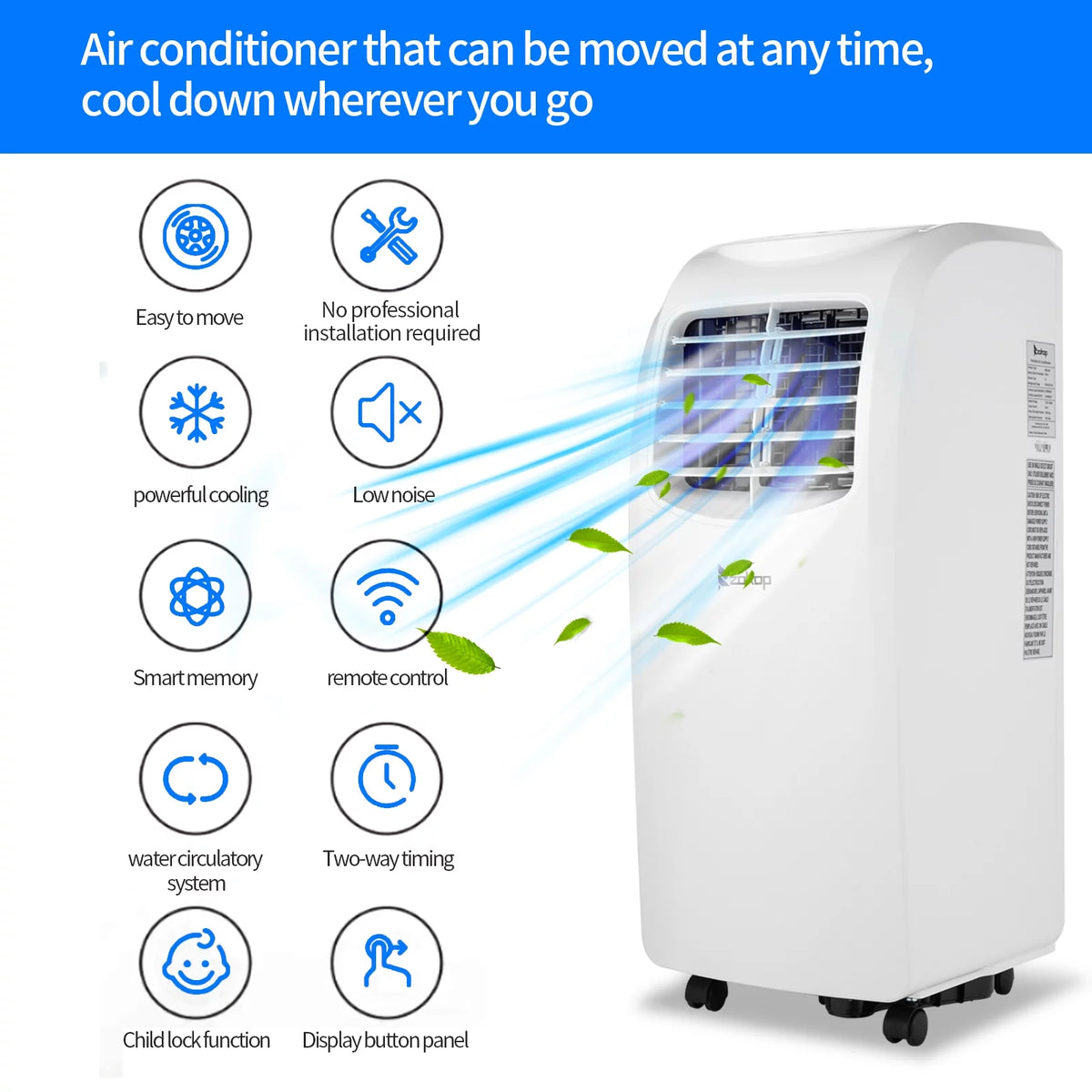 Portable Electric Air Conditioner with Cooler, Dehumidifier, Fan B876663