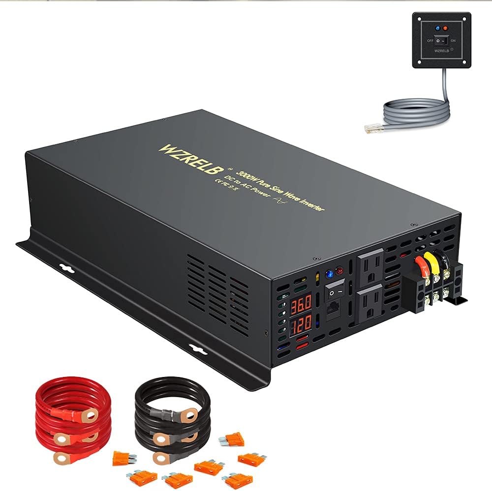 3000Watt Pure Sine Wave Power Inverter with Remote Control Dual AC Outlets F28923
