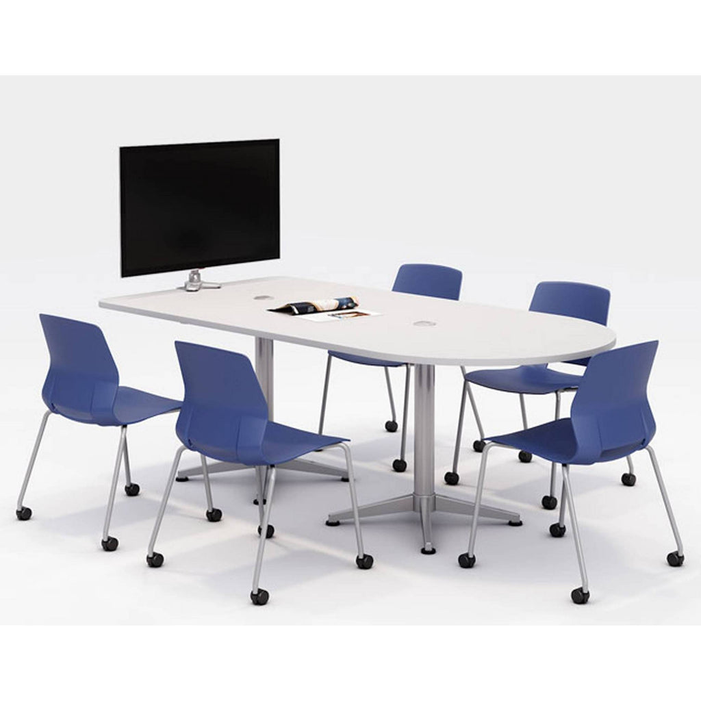 Black Armless Stack Chair with Casters F179
