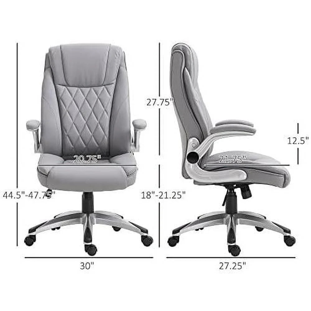 Grey Faux Leather Ergonomic Home Office Chair G597
