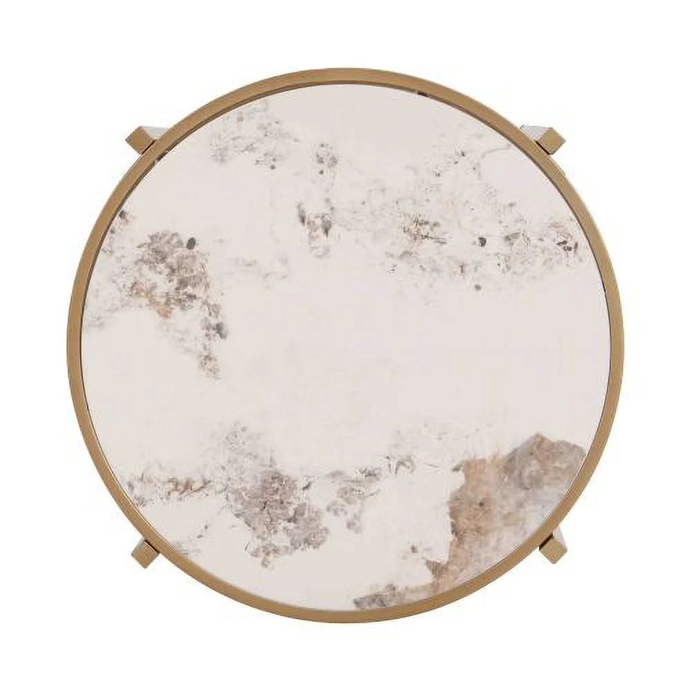 Modern Side Table, Sintered Stone End Table, Golden Small Coffee Table V588176