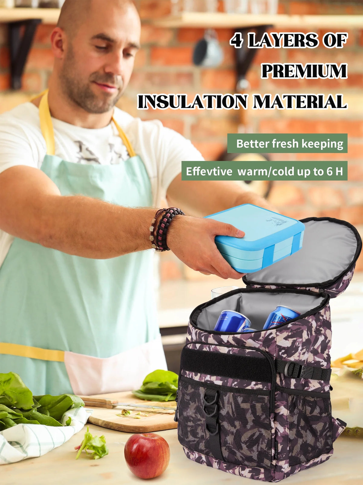 Black 25L Insulated Cooler Backpack P353
