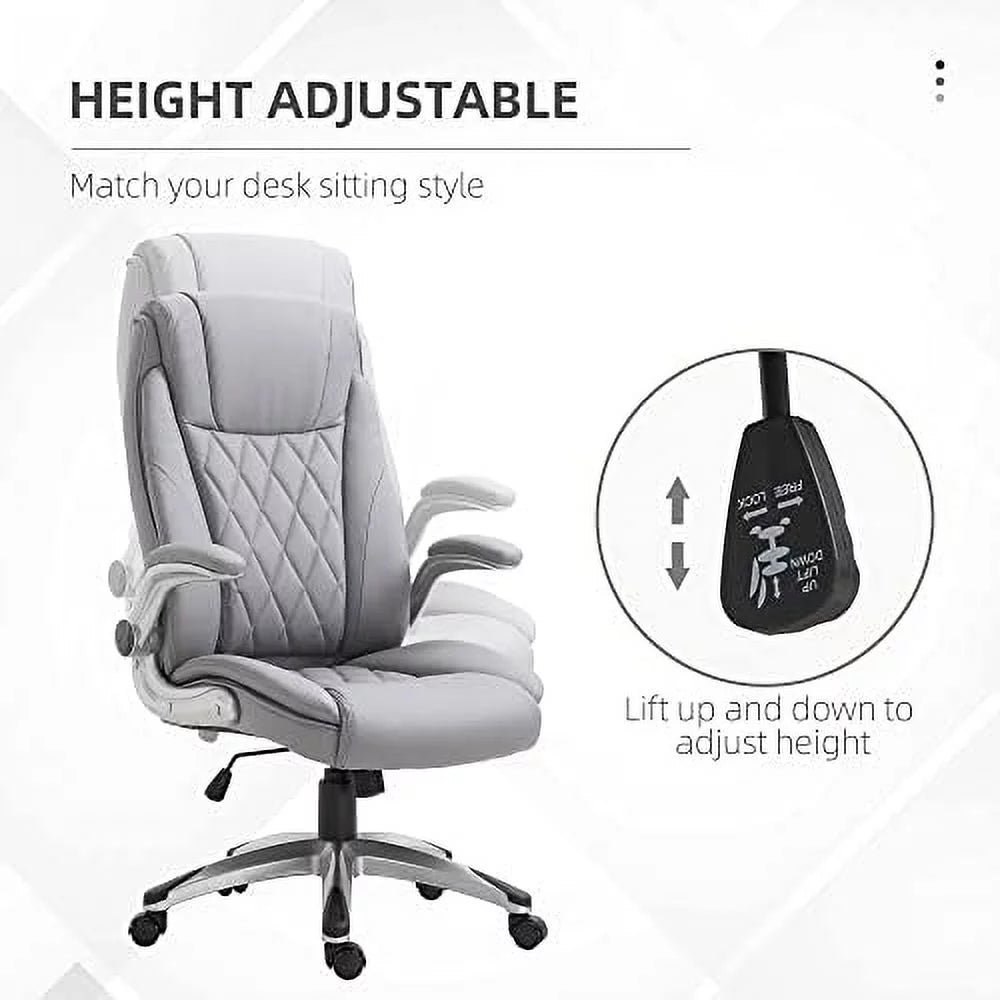 Grey Faux Leather Ergonomic Home Office Chair G597