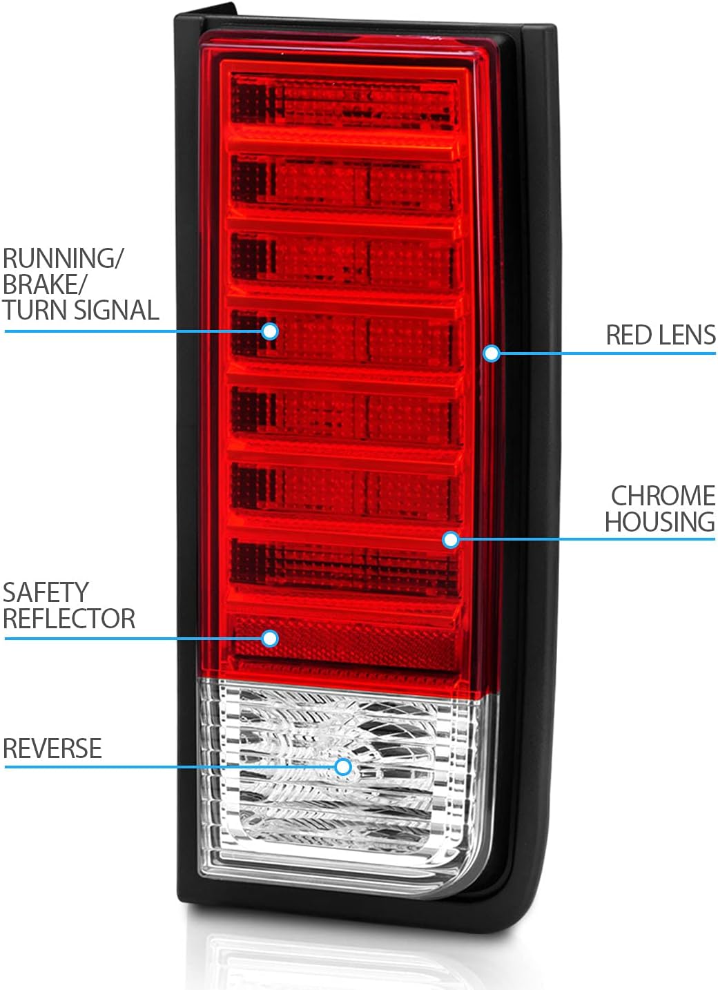 Red/Clear LED Brake Turn Signal Tail Lights Set for Hummer H2 L4003