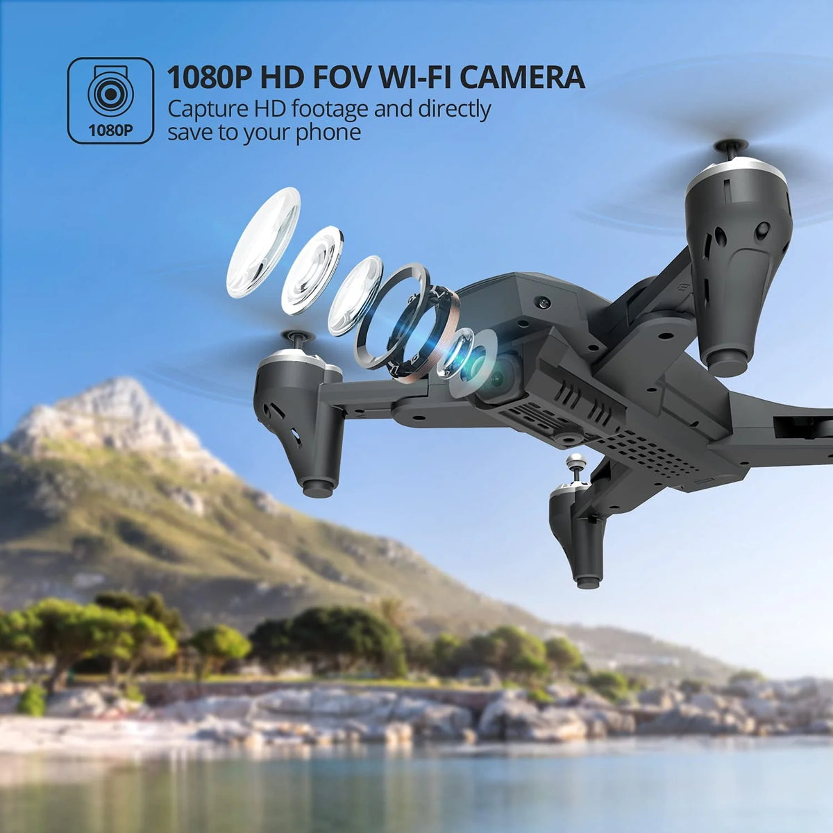 Camera Drone with Carrying Case and 2 Batteries C605947