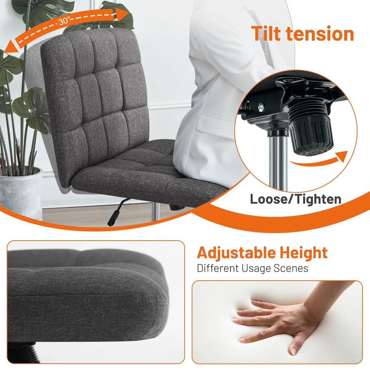 DarkGrey Swivel Desk Chair F43806