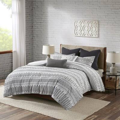 Gray Queen Jacquard Duvet Cover Set V253575