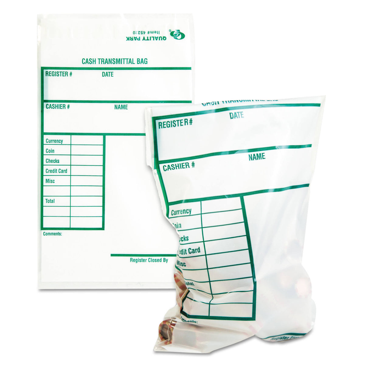 Clear Cash Transmittal Bags 6 x 9 100 Bags/Pack E123