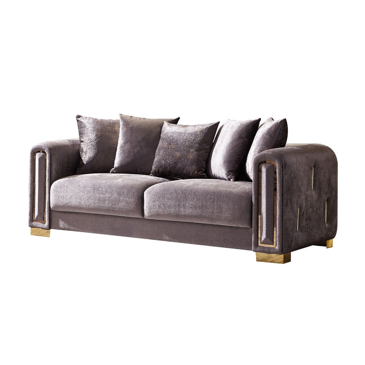 3PC Gray Velvet Living Room Set L9405