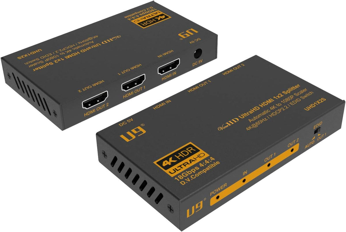 HDMI 1x2 Splitter & Audio Extractor, 4K@60Hz, HDR & Dolby Vision W14289