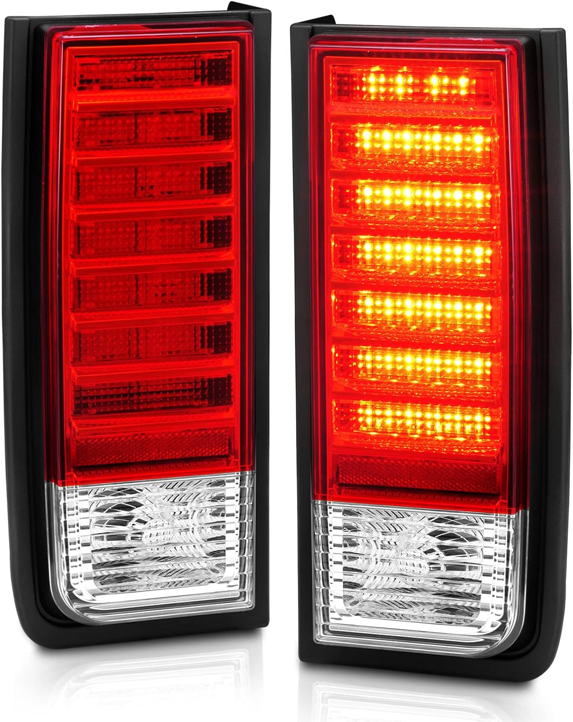 Red/Clear LED Brake Turn Signal Tail Lights Set for Hummer H2 L4003