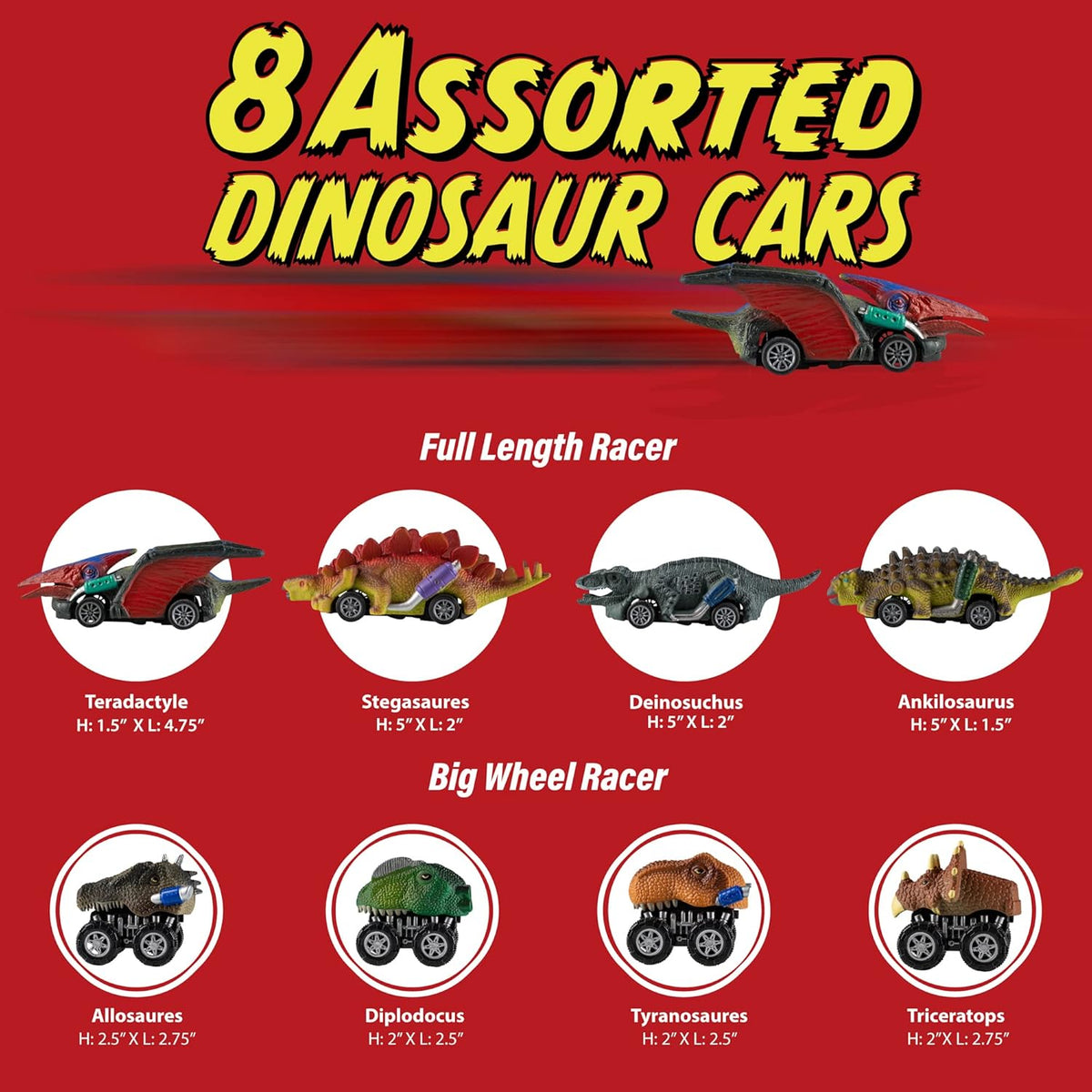 Dinosaur Pull Back Toy Cars Vehicle Playsets F49107