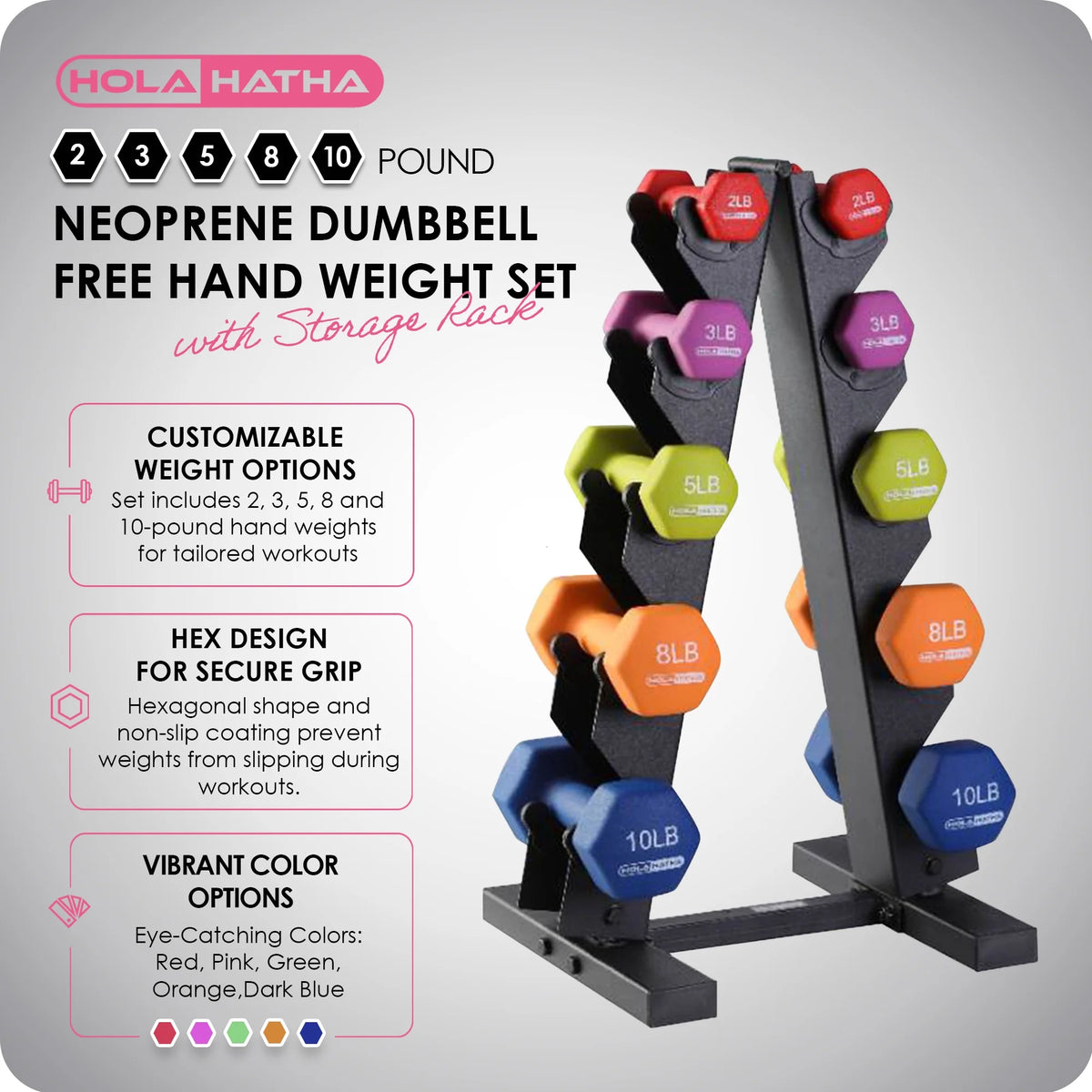 Neoprene Dumbbell Weight Set with Rack J113487
