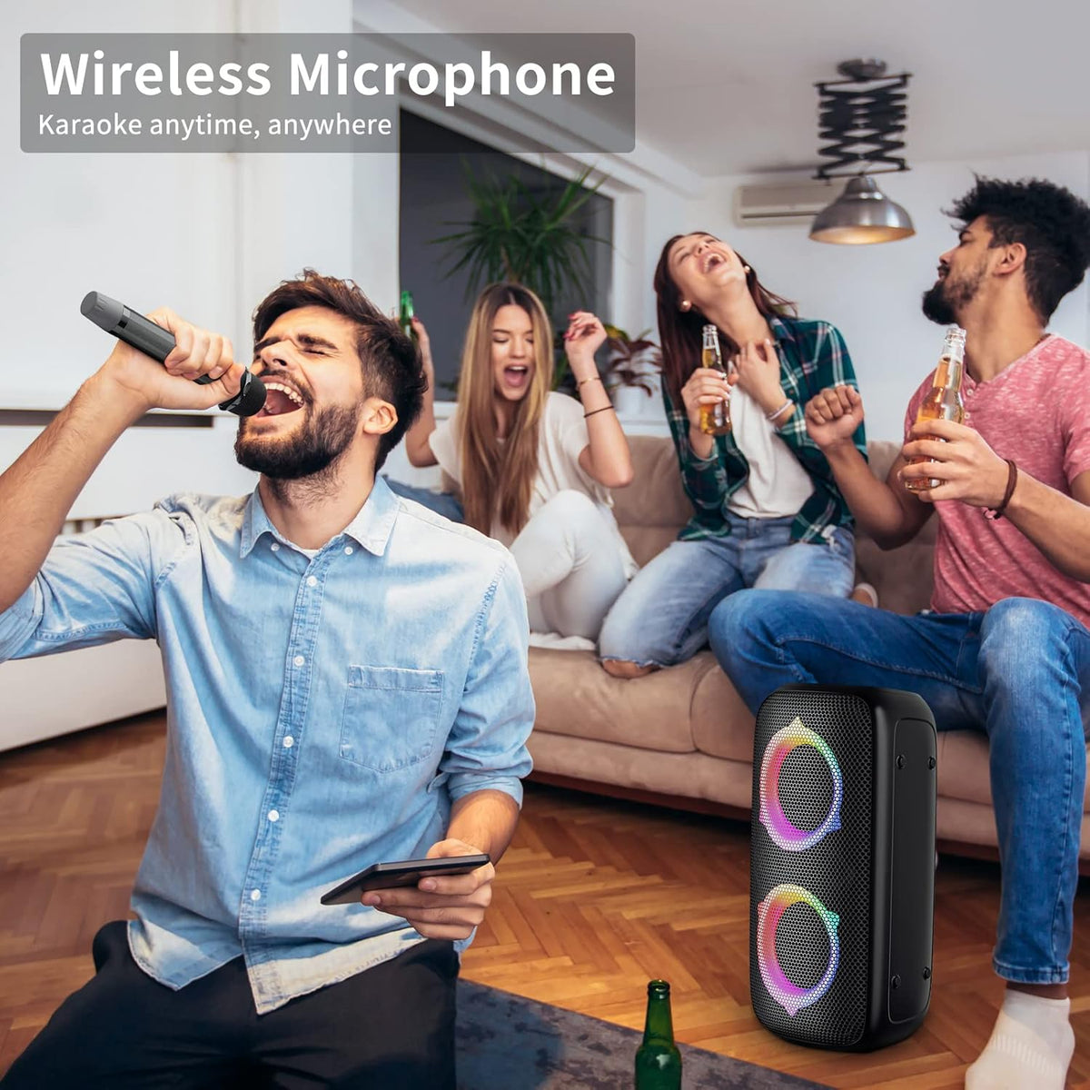 80W Bluetooth Speaker with Wireless Microphone D9281