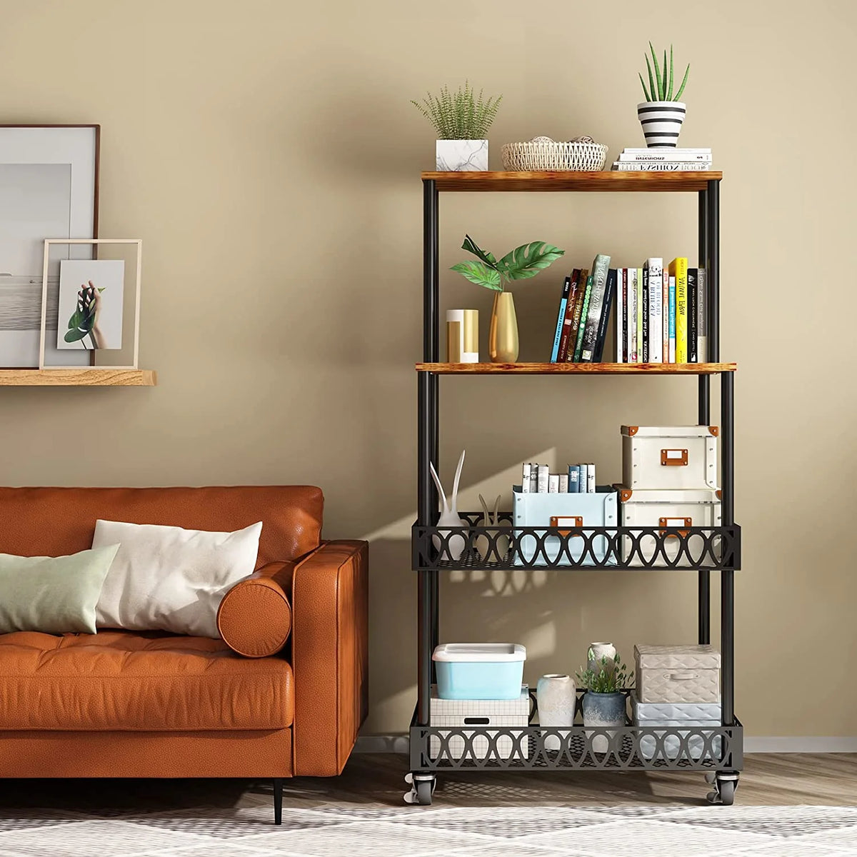 4 Tier Kitchen Baker's Rack Storage Shelf Black I705
