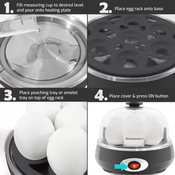 Charcoal Grey 7 Egg Capacity Electric Egg Cooker P712650